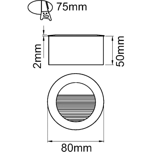 Wallwasher Recessed Round Cool White LED 1.2W Black IP44