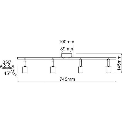 Spotlight 4 Light Bar GU10 IP44 50W Chrome