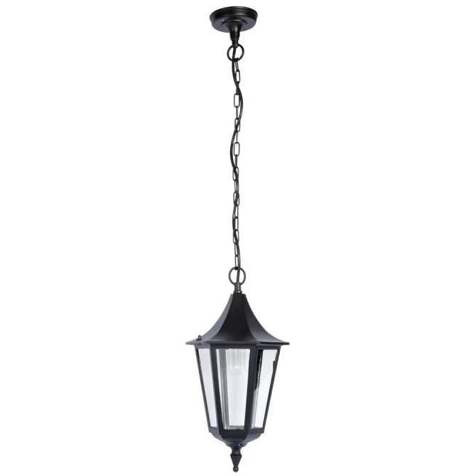 Lantern 6 Sided Hanging E27 75W Black