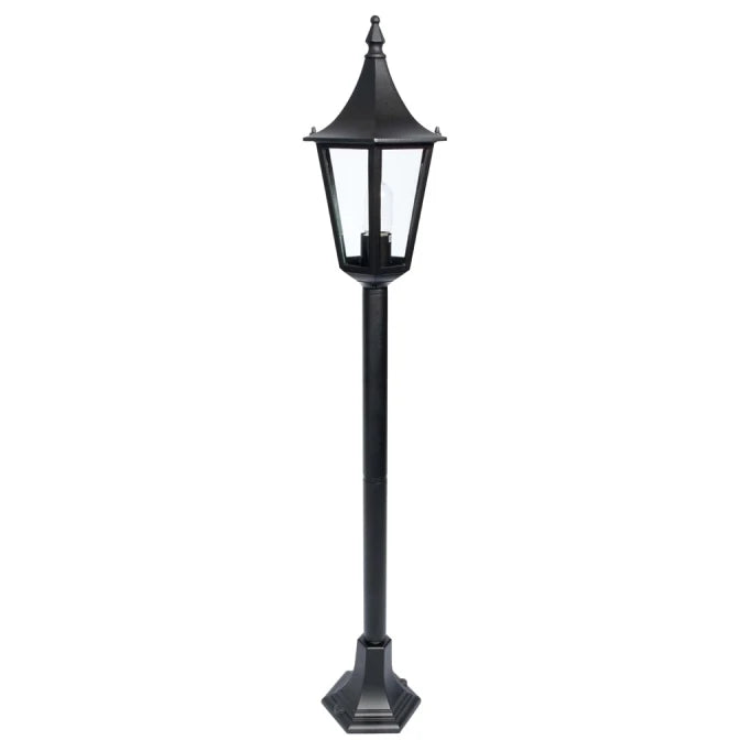 Lantern 6 Sided Mini Post E27 75W 1M Black
