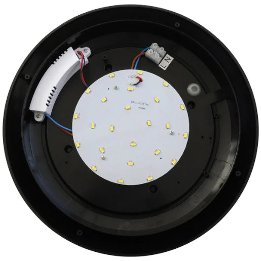 Bulkhead LED Round 12W 4200K 305 x 95mm Black