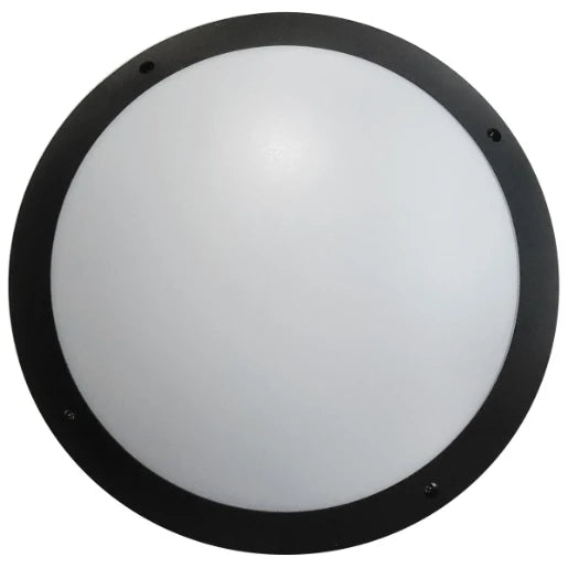Bulkhead LED Round 12W 4200K 305 x 95mm Black
