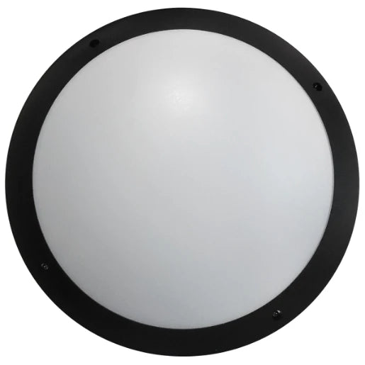 Bulkhead LED Round 12W 4200K 305 x 95mm Black