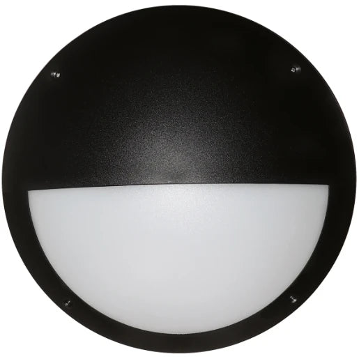 Bulkhead LED Eyelid Round Microwave Sensor 12W 4200K Black