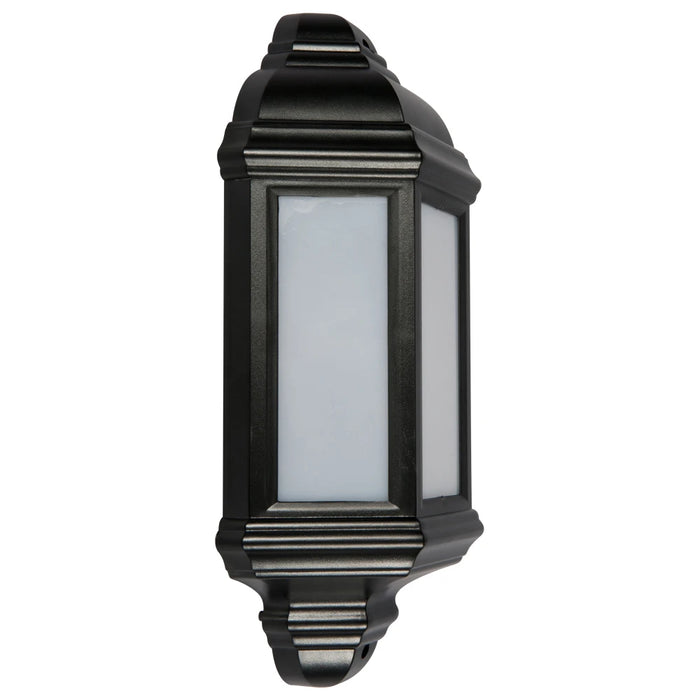 Lantern LED 4000K Half Wall PIR 10W 400lm Black Polycarbonate