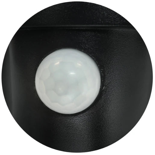 Bulkhead LED Security PIR 7W 3100K 500lm IP44 Black