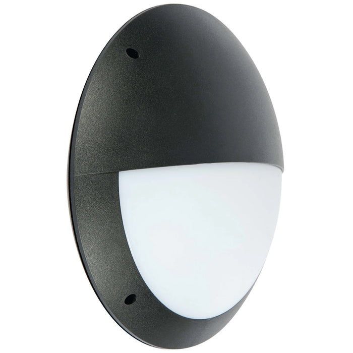 Bulkhead IP66 Eyelid 12W Black Polycarbonate 4000K 500lm LED