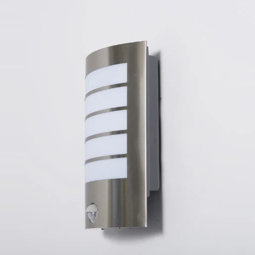 Wall Light LED 3000K IP44 PIR 8W 250lm Stainless Steel