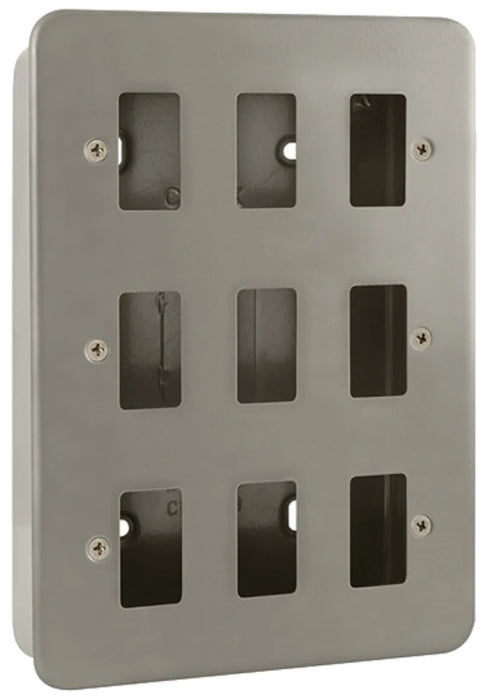 Front Plate 9 Gang Back Box Metalclad