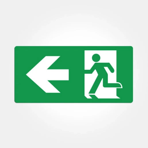 Iso 7010 Left Arrow Legend For Emergency Exit Boxes