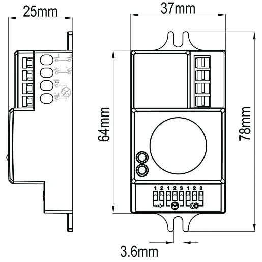 Sensor Microwave Sensor Integral Mounted IP20 White 5-15M/1-8m 360°