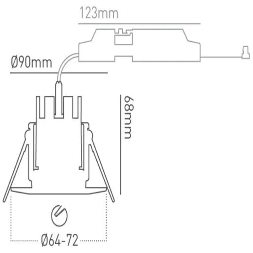 Downlight H2 Lite 3000K LED 4.4W Brushed Steel+Pushfit Connect