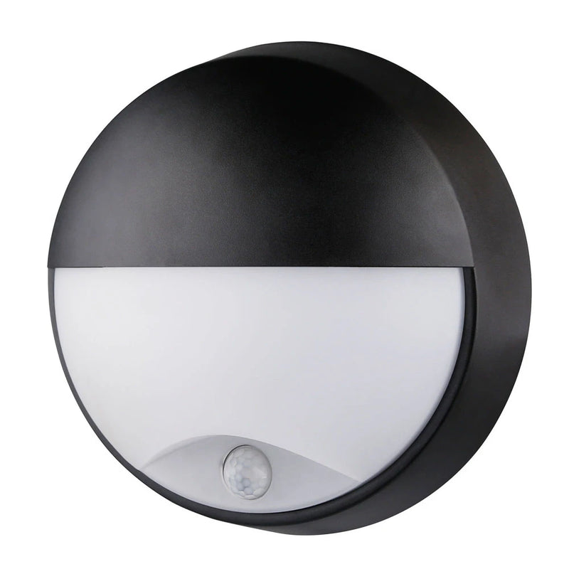 Eco Round Bulkhead Eyelid PIR IP65 400Lm 10W 4000K Supplied Black And White Trim