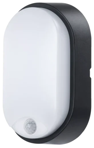 Eco Oval Bulkhead Pir Ip54 700Lm 10W 4000K Supplied With Black And White Trim