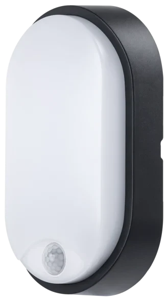 Eco Oval Bulkhead Pir Ip54 700Lm 10W 4000K Supplied With Black And White Trim