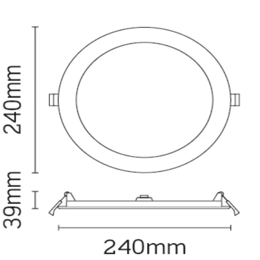 Downlight Slimline Commercial LED 4000K IP20 22W 225mm