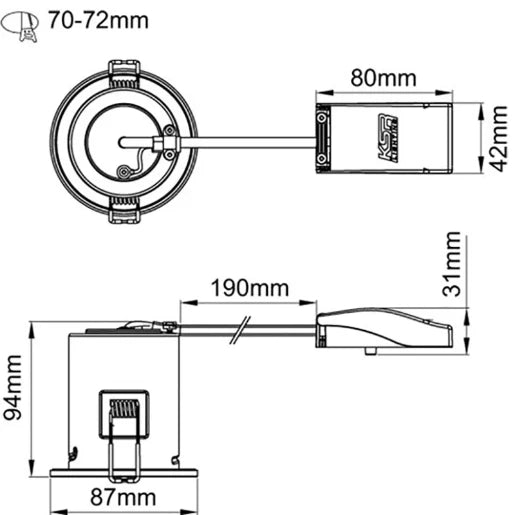 Downlight Firebreak Qr GU10 Fixed IP20/IP65