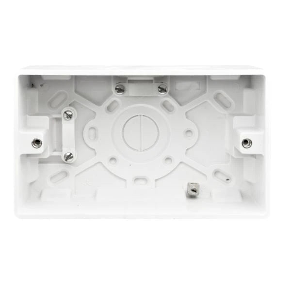 2 Gang 28mm Pattress Surface Back Box White