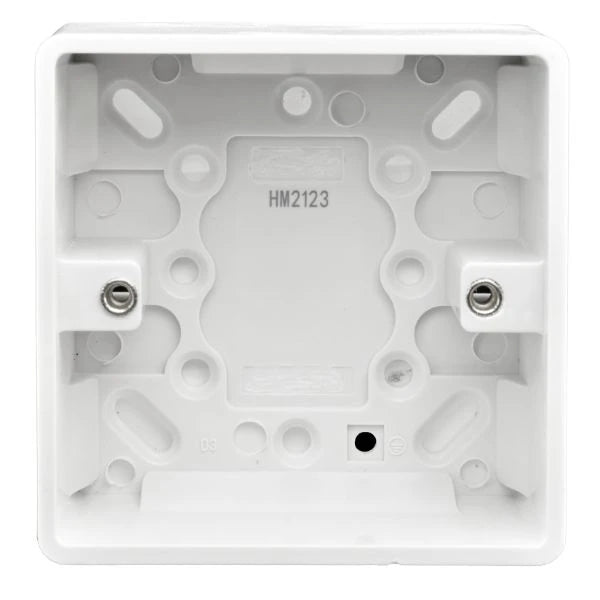1 Gang 35mm Pattress Surface Back Box White