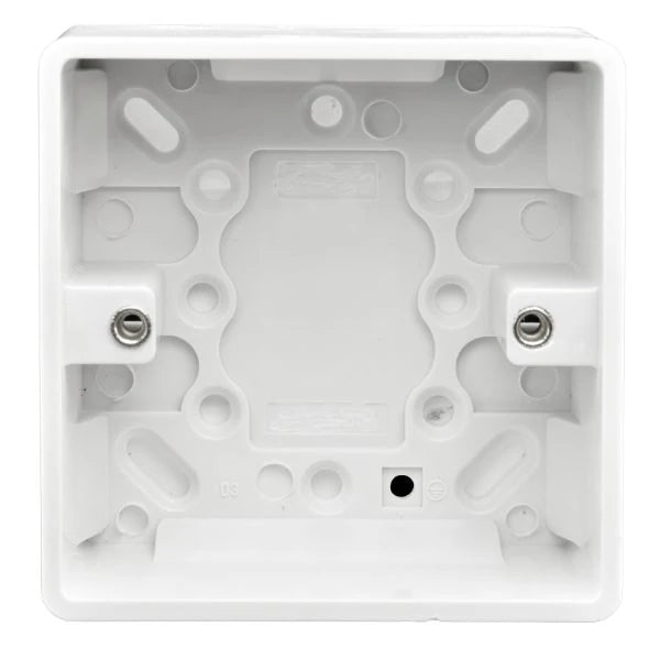 1 Gang 47mm Pattress Surface Back Box White