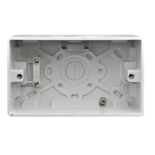 2 Gang 47mm Pattress Surface Back Box White