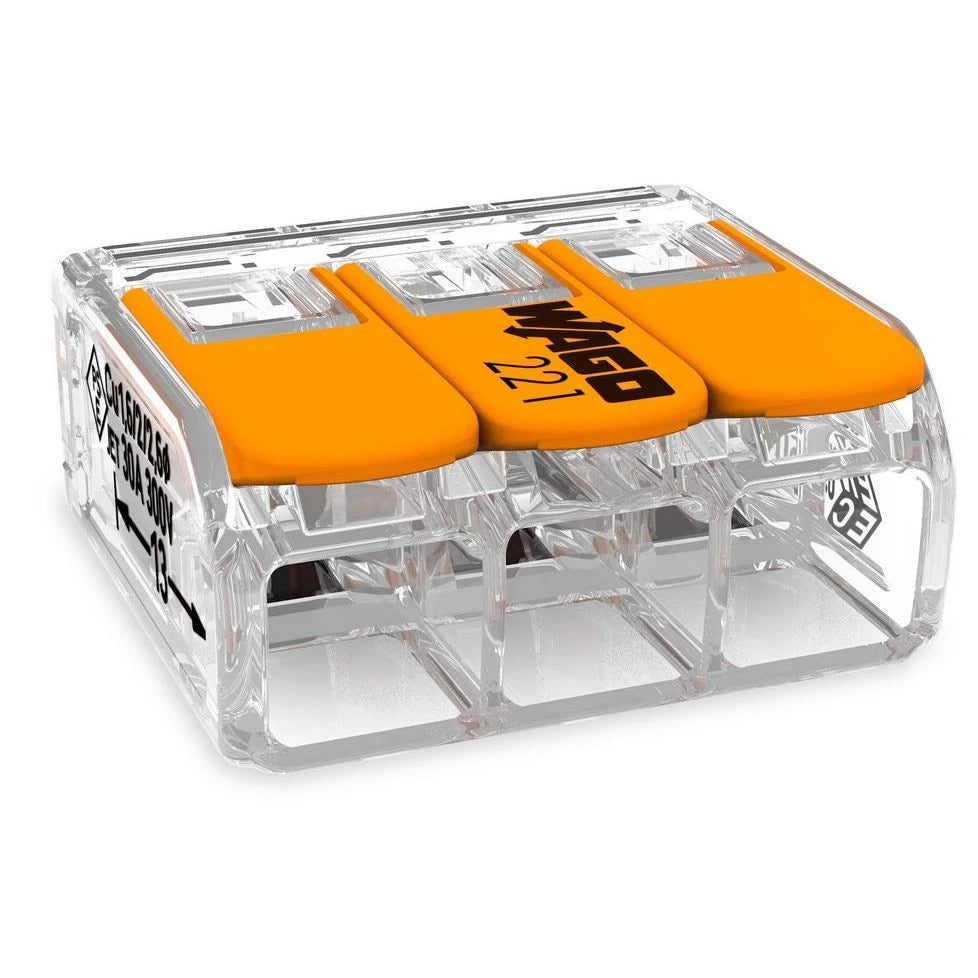Connector Compact Lever 3 Way 6mm² Orange Clear [Pack=30 — Trade ...