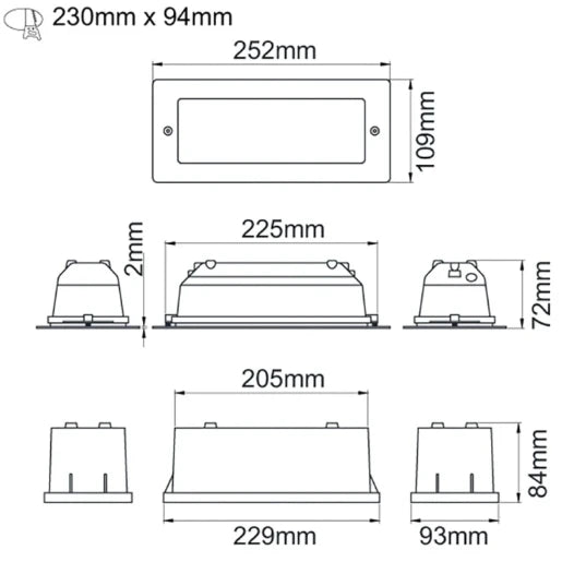 Brick Light LED 4000K Plain Frame 6W Stainless Steel