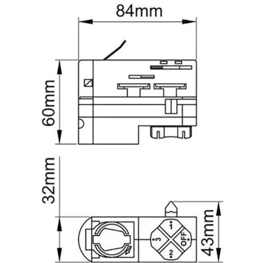 Escala 3 Circuit Track Adaptor For Escala Pro Single Circuit Fittings White