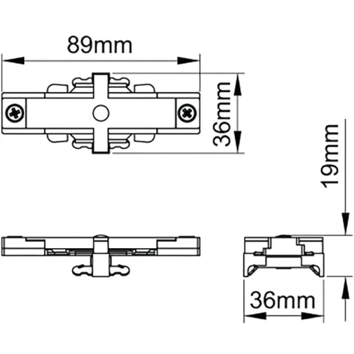Connector Pro Mains Straight Power Black
