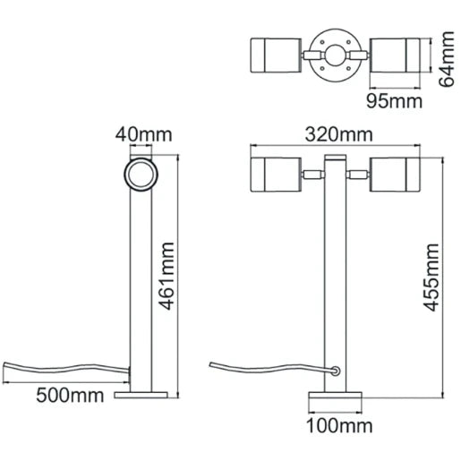 Floor Light GU10 2 Spots Black