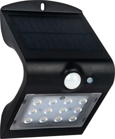 Solar Guardian Pir Wall Light Black Ip65 1.5W 220Lm 4000K Std