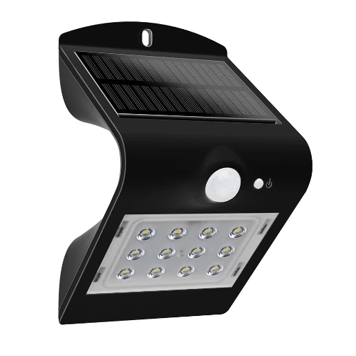 Solar Guardian Pir Wall Light Black Ip65 1.5W 220Lm 4000K Std