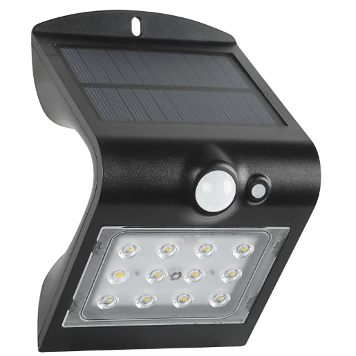 Solar Guardian Pir Wall Light Black Ip65 1.5W 220Lm 4000K Std