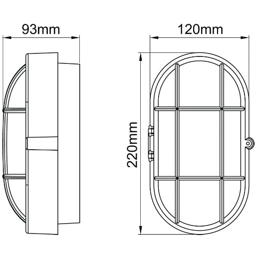 Bulkhead Exterior Oval E27 IP44 Black
