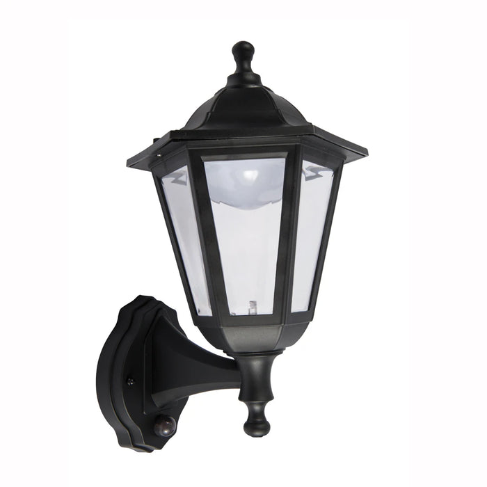 Lantern LED 6 Sided PIR 3000K 8W Black