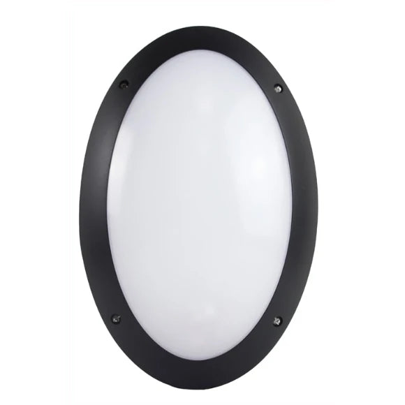 Bulkhead LED Oval Plain 12W Black 4000K