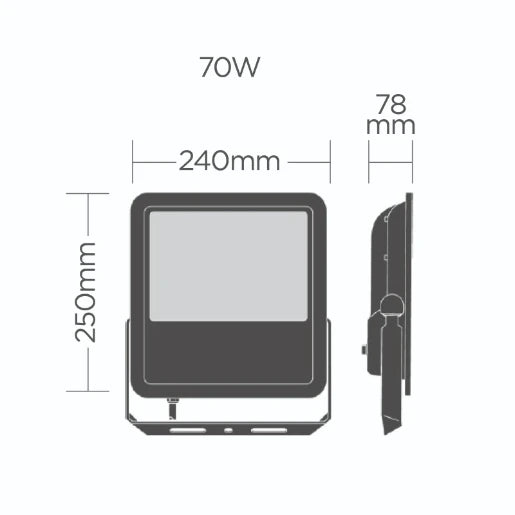 Floodlight LED 65W 4000K IP65 7700lm Black Photocell