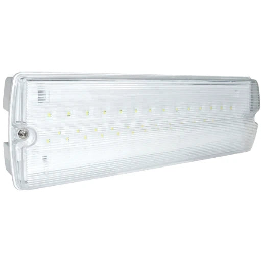 White 7W 6000K Ip65 Led Maintained Emergency Bulkhead With Signs Directive Legend Set