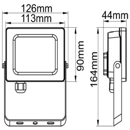 Floodlight Changeable Colour Temperature LED IP65 3000K/4000K/6000K 10W Black