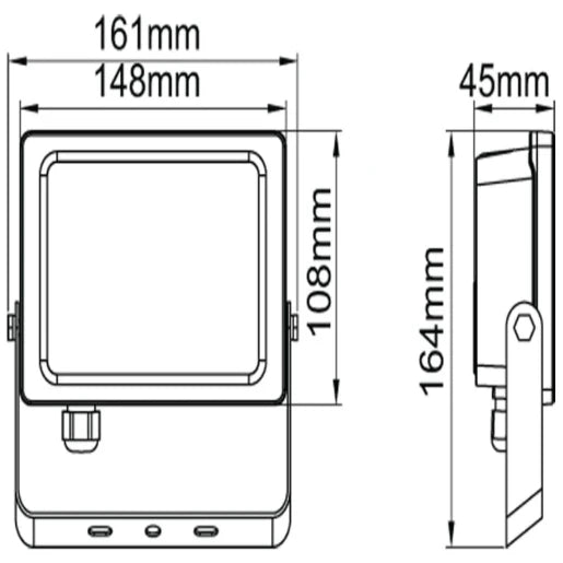 Floodlight Changeable Colour Temperature LED IP65 3000K/4000K/6000K 20W Black