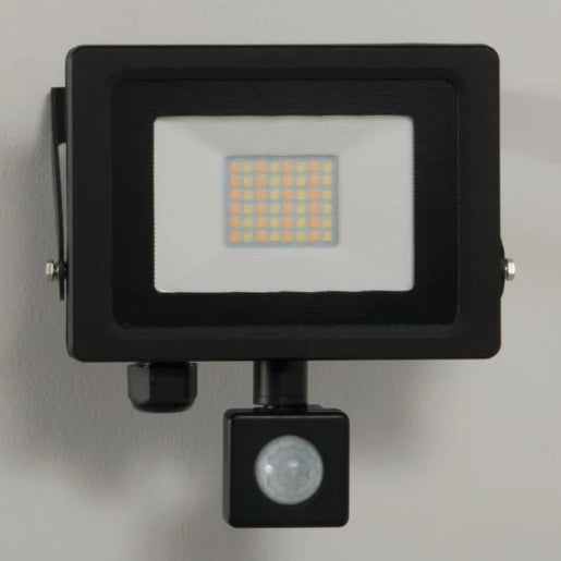 Floodlight Changeable Colour Temperature LED IP65 3000K/4000K/6000K 20W Black PIR