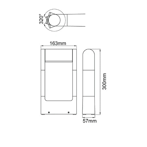 Flix 8.5W 3000K Led Adjustable 300Mm Bollard