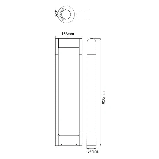 Bollard LED 3000K Adjustable 8.5W 650mm Antrhacite
