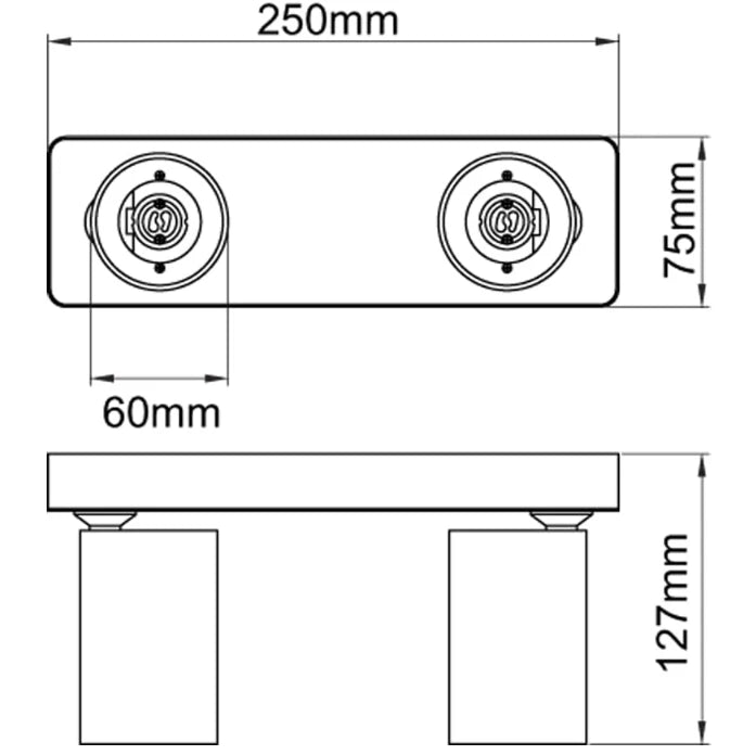 Spotlight GU10 Twin Bar Black