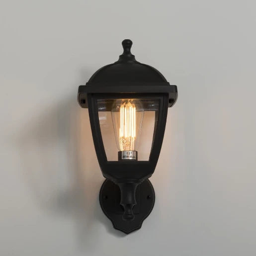 Bastia E27 PIR 4-Sided Up/Down Wall Lantern - 46W IP44 E27 Black (no lamp)