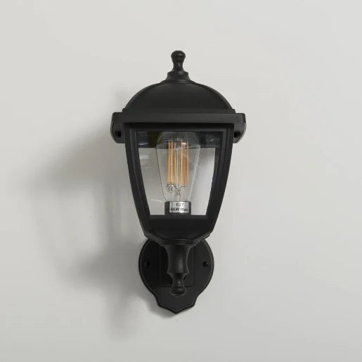 Bastia E27 PIR 4-Sided Up/Down Wall Lantern - 46W IP44 E27 Black (no lamp)