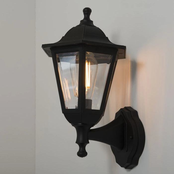 Bastia E27 6-Sided Up/Down Wall Lantern - 46W IP44 E27 Black (no lamp)