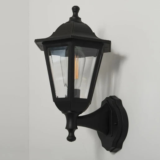 Bastia E27 6-Sided Up/Down Wall Lantern - 46W IP44 E27 Black (no lamp)
