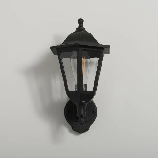 Bastia E27 6-Sided Up/Down Wall Lantern - 46W IP44 E27 Black (no lamp)