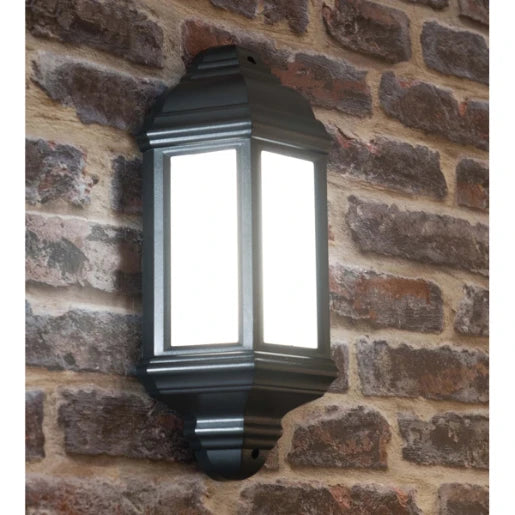 Wall Light Half Lantern 26W IP44 E27 NO Lamp Black